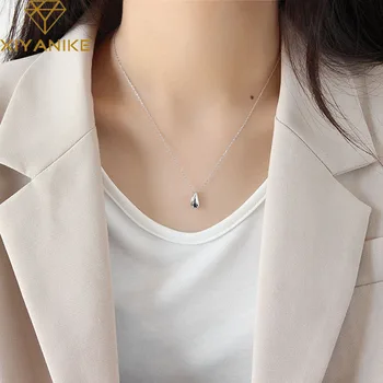 

XIYANIKE Wholesale 925 Sterling Silver Necklace for Women Couples Trendy Elegant Water Drop Pendant Clavicle Chain Party Jewelry
