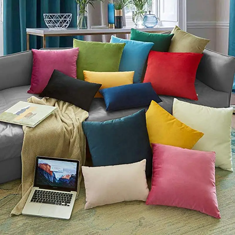 

30Solid Velvet Decorative Cushion Cover Simple style Throw Pillow Case 45x45cm Pillowcase Home Decor For Sofa Seat Pillows Cover