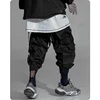 Men's clothes Multi war zone functional wind legged pants large pocket casual Ribbon Harajuku fashion Overalls Street dress 5