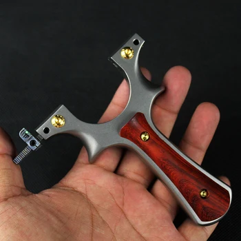 

New Titanium Hunting Slingshot CNC TC21 Line Cutting Outdoor Precision Shooting Slingshot Flat Rubber Band Broadhead Slingshot