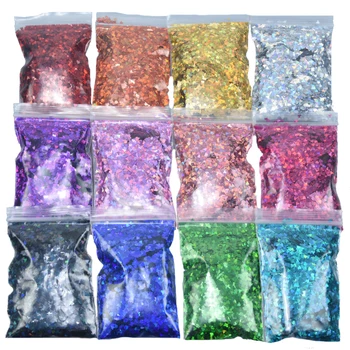 

Nail Sequins 50g/bag Crooled-Peach-Heart Design Sequins Glitter 3MM 3D Lace Nails Slice Flake 12 ColorsNail Art Decoration BPD50