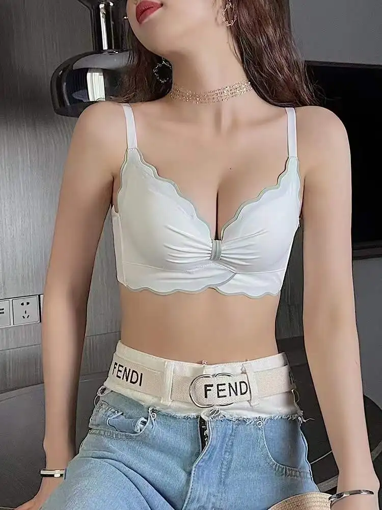 Sexy Non-marking Underwear Women's Small Breasts Gathered Without Steel Ring Bra Beautiful Back Breasts Anti-sagging Sexy Bra bralette top