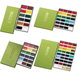 Kuretake – ensemble de peinture à l'aquarelle solide 24/36/48, se dissout rapidement la couleur de la peau, peinture pigmentée professionnelle, fournitures d'art 