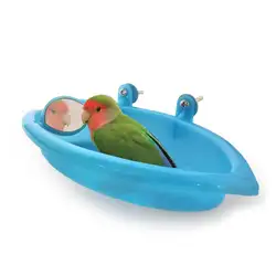 Маленький попугай голубая Ванна игрушка двустороннее зеркало для кожи тигра пион птица Купание может фиксироваться декор для клетки