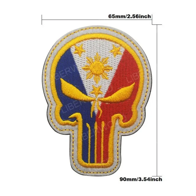 the Philippines 1 Тактические Патчи для карателей-Разноцветные военные бирки для карателей США тонкая синяя линия Испания Трамп Каратель Череп ПВХ Боевая нашивка - Цвет: the Philippines 1