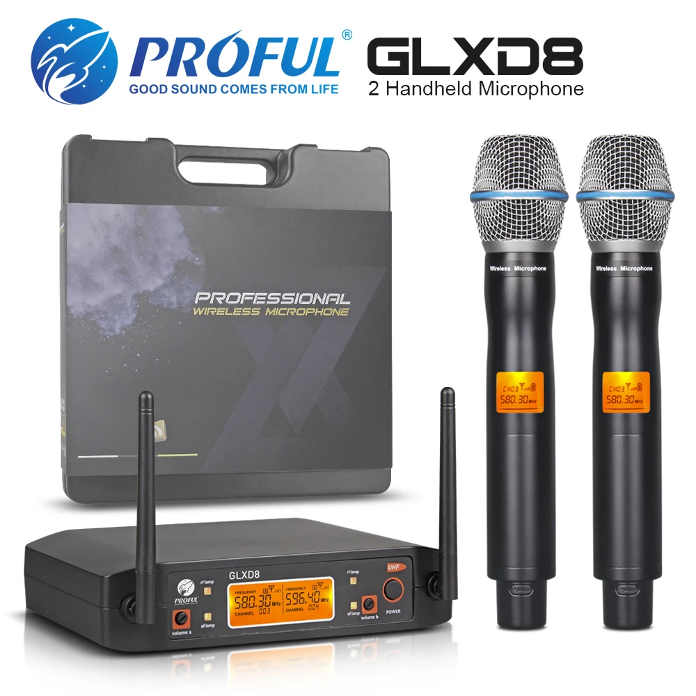 GLXD8 UHF Беспроводная микрофонная система с чехлом чехол 2 металлические