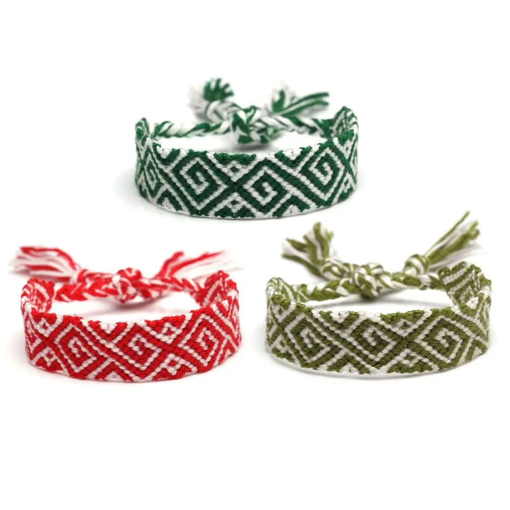 Плетеный браслет дружбы в стиле бохо два цвета греческие волны для женщин и