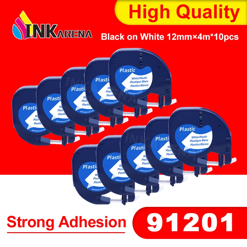 

Inkarena lable printer for dymo 91201 Black On White lable tapes 12mm strong adhesion Typewriter Machine for LT-100 10PCS