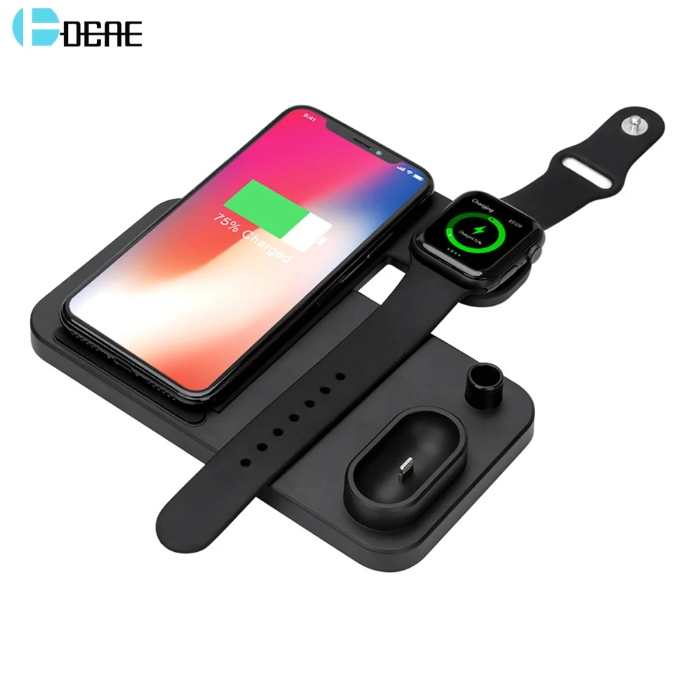  4 in 1 10W Wireless Charger Dock Station Fast Charging For iPhone 11 XR XS X 8 Apple Watch 5 4 3 Ai