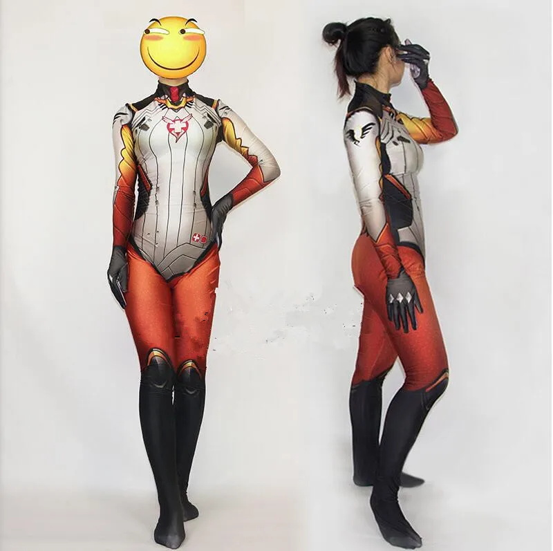 Игра милости Косплей ангела Циглер костюм цифровой печати зентай Комбинезоны для взрослых Детский костюм боди костюмы на Хэллоуин