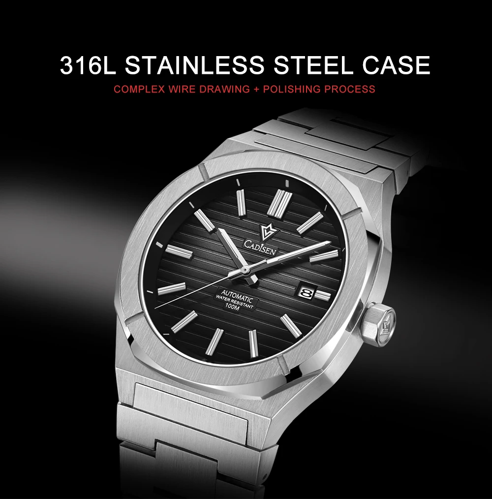 2021 New CADISEN German design Mechanical Wristwatch men Luxury Automatic watch for men Stainless steel 10 Bar Waterproof Clock