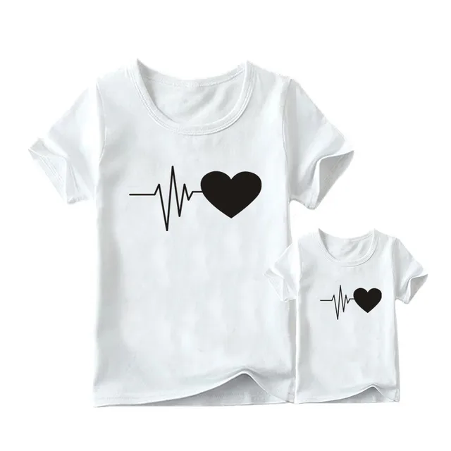 New Harajuku Love Printed Mother and Daughter Clothes Women Kids T-shirts Casual Tee Tops Family Matching Clothes