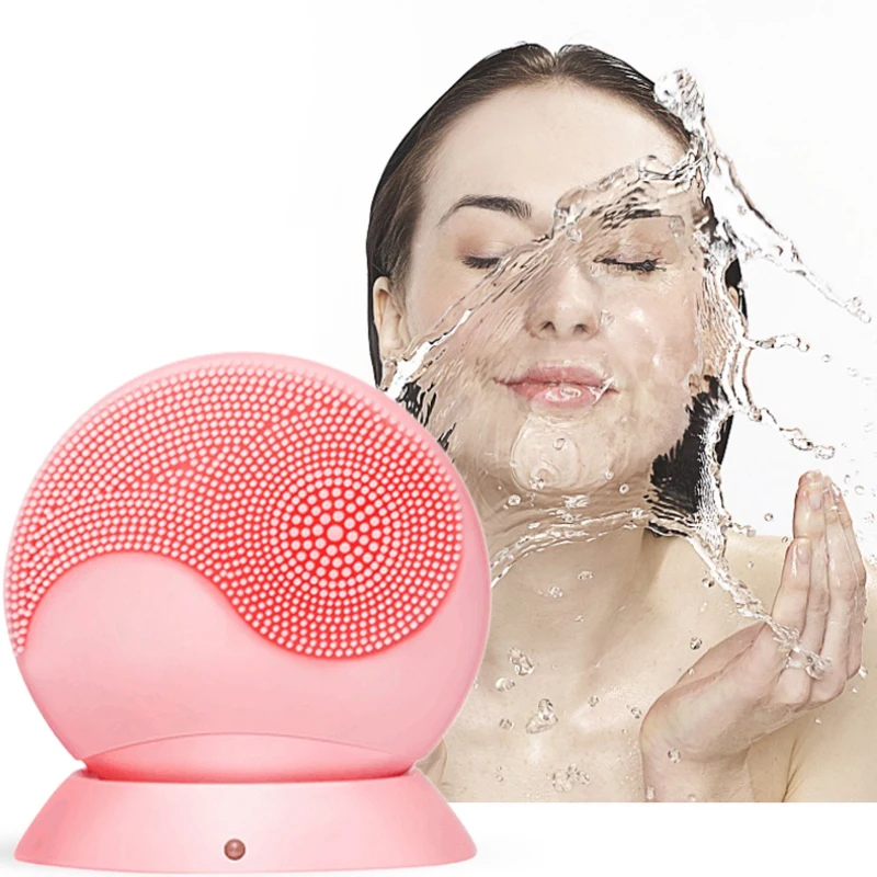 Silicone Cleanser Facial Cleansing Brush Sonic Vibration Face Cleaner Silicone Deep Pore Cleaning with Charging Base Silicone Cleanser Facial Cleansing Brush Sonic Vibration Face Cleaner Silicone Deep Pore Cleaning with Charging Base
