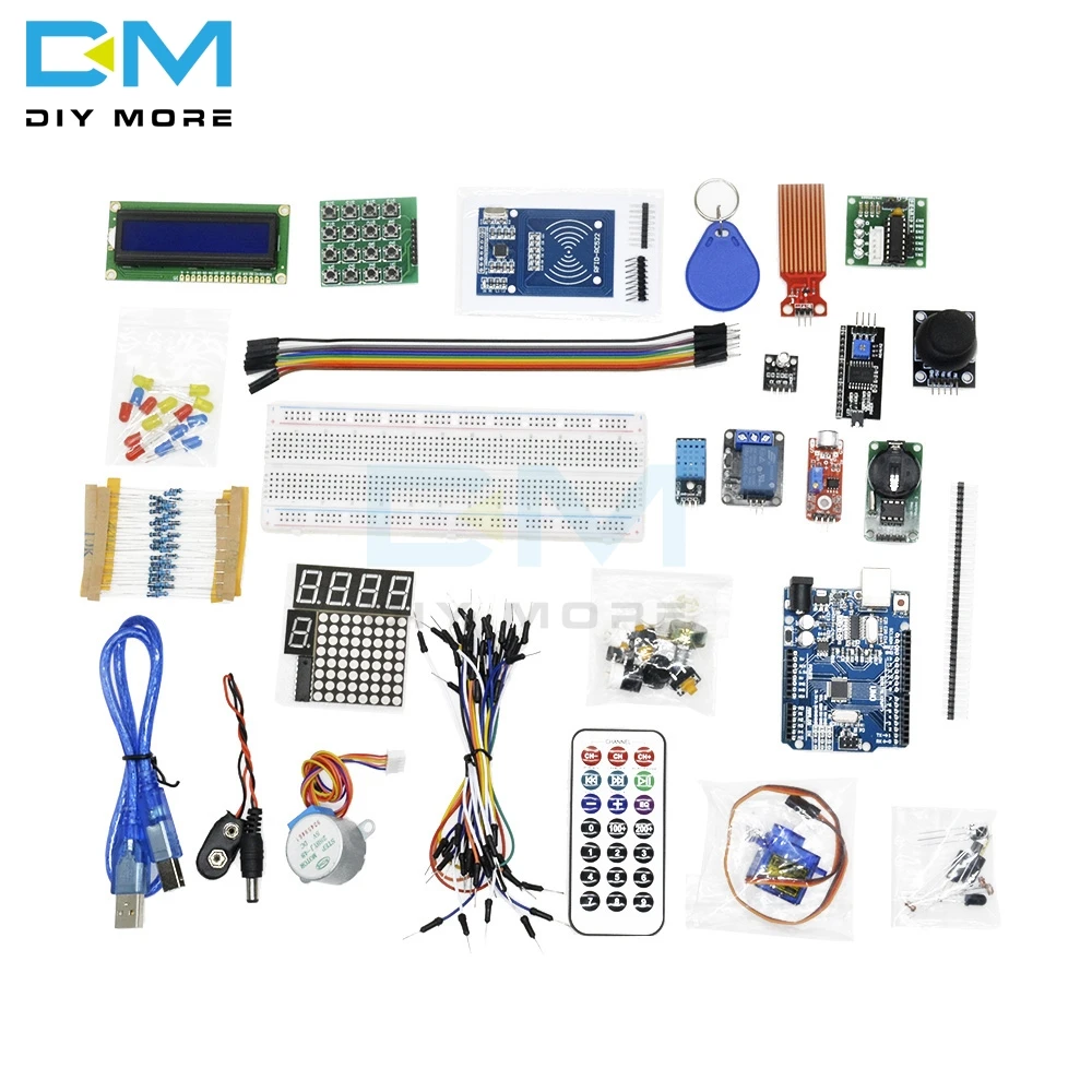 1 Набор стартовый набор базовый Обучающий набор UNO R3 DIY Kit Модернизированный шаговый двигатель LCD1602 светодиодный соединительный провод для Arduino электронный комплект