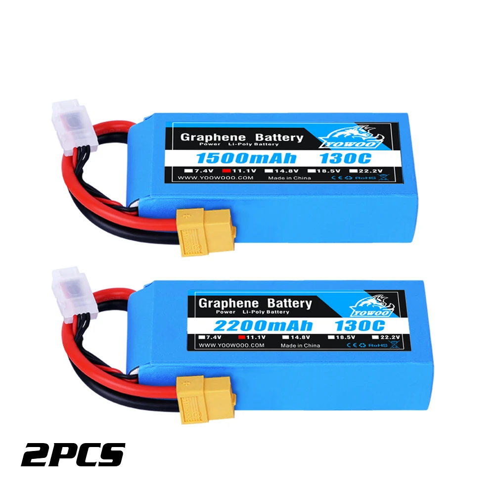 Аккумулятор Yowoo Graphene Lipo 2S 3S 4S 6S батарея 2200 мАч 2600 1300 1500 EC3 T XT60 Plug 130C для РУ самолетов