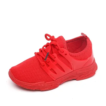 

Kids Sneakers Breathable Mesh Boys Girls Red Children's Parent-child Shoes Solid Lace-Up Sneakers Student Shoes Non-slip Casual