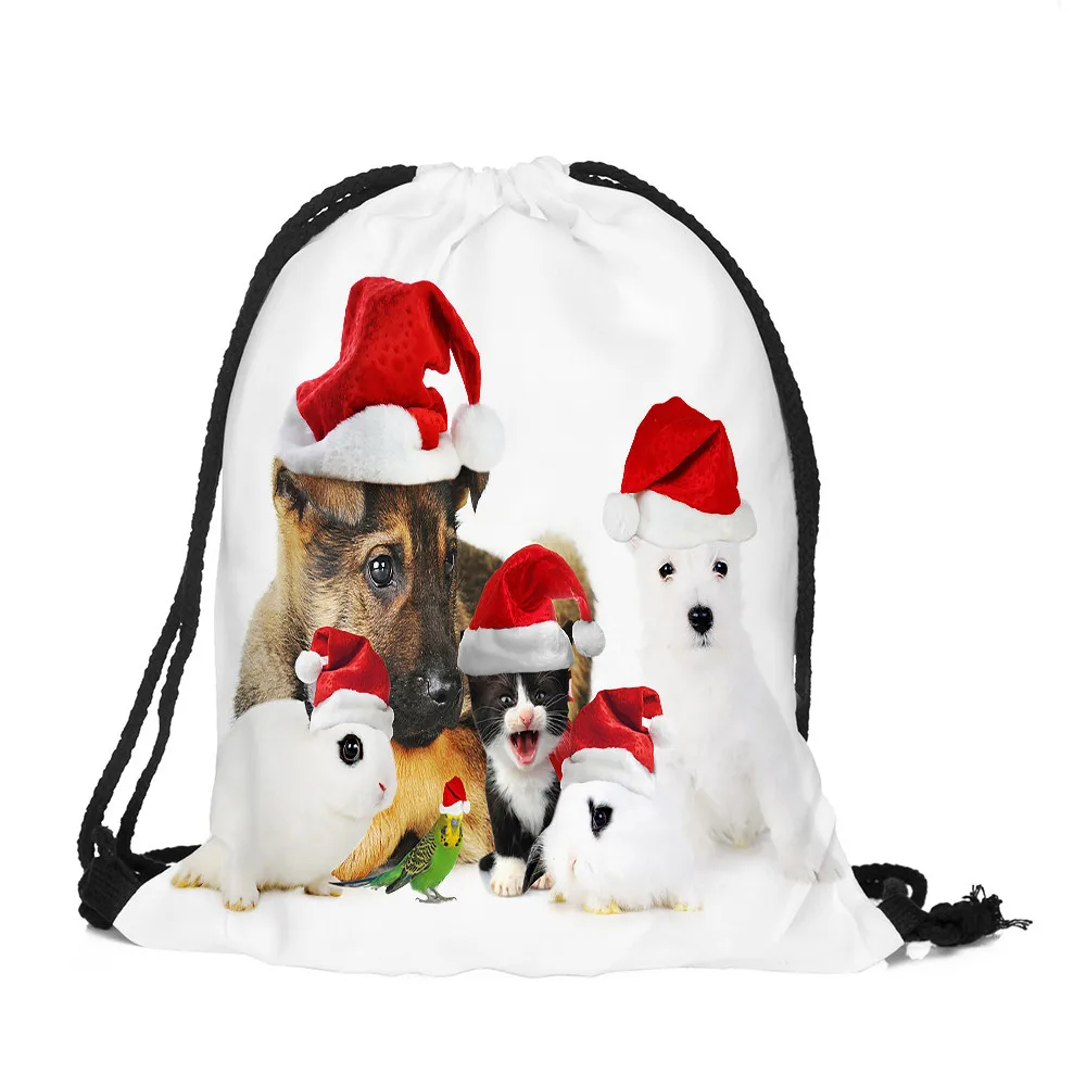 B Счастливого Рождества Drawstring рюкзак для женщин и девочек конфетная сумка ранец рюкзак Комплект карман для хранения с Кулиской Сумка sacos de mujer; большие размеры - Цвет: B