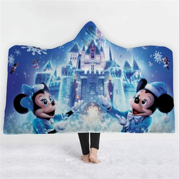 

Disney Castle Blanket Mickey Mouse Hooded Blanket Flannel Plush Quilt Sofa/bed/plane Travel Bedding Children Blankets for Beds