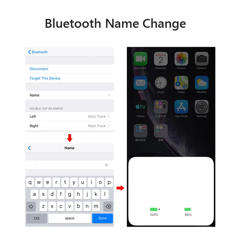 [Name Change + GPS Positioning] i90000 TWS 2.0 Wireless Bluetooth Earphone Smart Sensor Airpots for Iphone 11 Samsung Honor