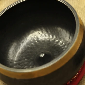 

Home Relaxation Chakra Healing Tibetan Buddhist With Mallet Sound Singing Bowl Set Antique Design Copper Ornament Silk Cushion
