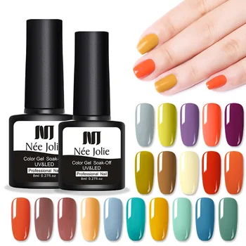 

Nee Jolie Spring Lake-Blue Orange Yellow Nail Gel Polish Purple Series LED UV Soak Off Gel Varnish for DIY Nail Design 8ml