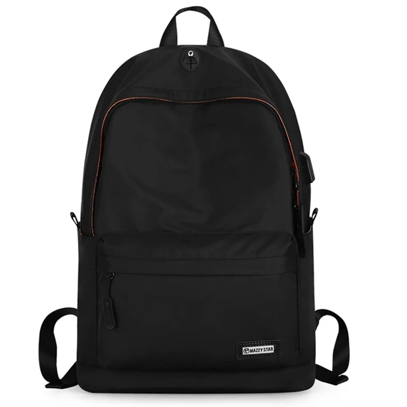 

New fashion men's bag casual usb multi-function backpack wear-resistant waterproof student black bag