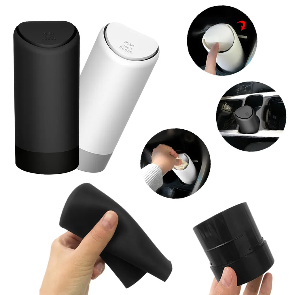 1PCS Auto Car Garbage Can Car Trash Can Silicone Garbage Dust Case Holder Rubbish Bin Black White#RJ1