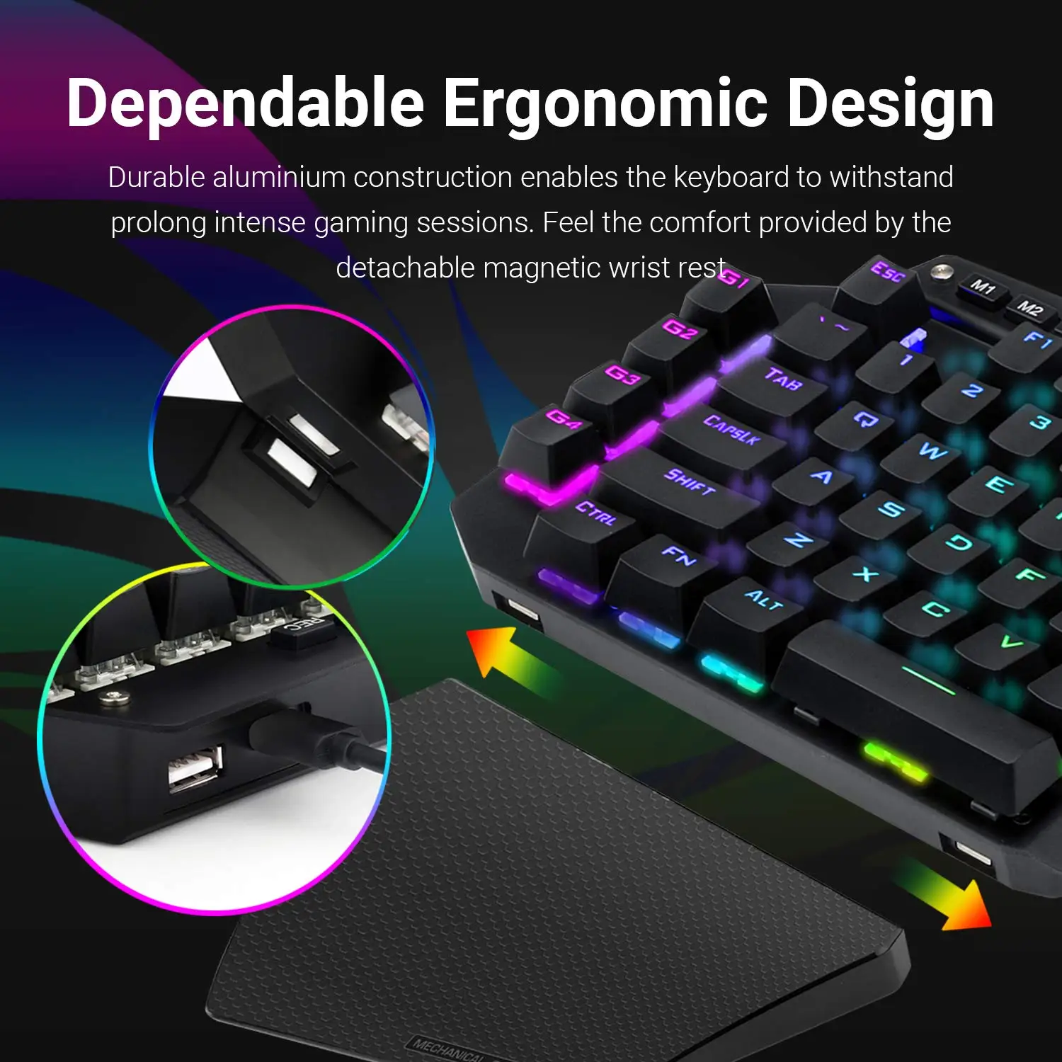 RedragonK583 Механическая игровая клавиатура с RGB подсветкой и 44 клавишами, геймпад IDA с программируемыми клавишами, запись макросов