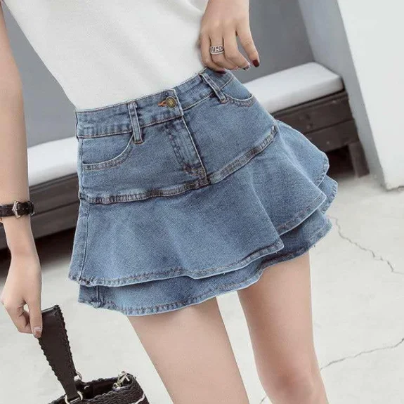Летняя мини джинсовая юбка 2019 женские пикантные шорты с высокой талией