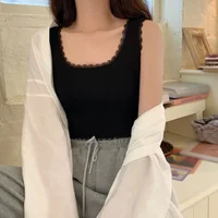 ace Trim Tank Top Solid Color Knit Bottoming Vests Fashion Trendy Women's Camisoles Crop Top - Image 4