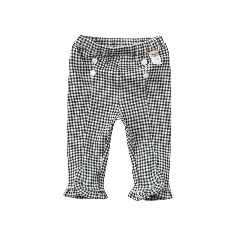 navy plaid DBM11129 dave bella/осенние модные клетчатые штаны для маленьких девочек детские длинные штаны брюки для малышей - Цвет: navy plaid