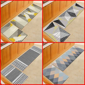 

Geometric Abstract Non-Slip Carpet Long Kitchen Mat Cover Absorbent Entrance Door Mat Prayer Bath Carpets Corridor Area Rug