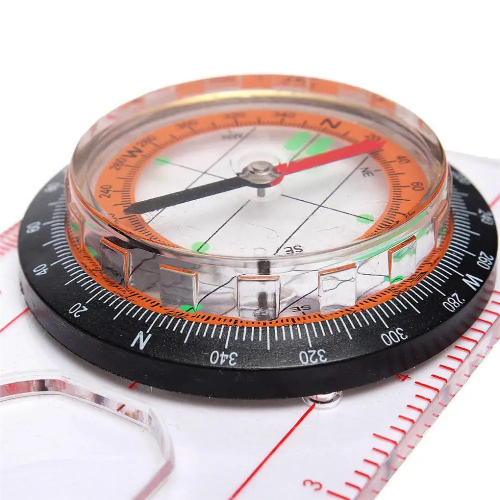1pc portable compass mm inch travel baseplate ruler compass map Fad FO 