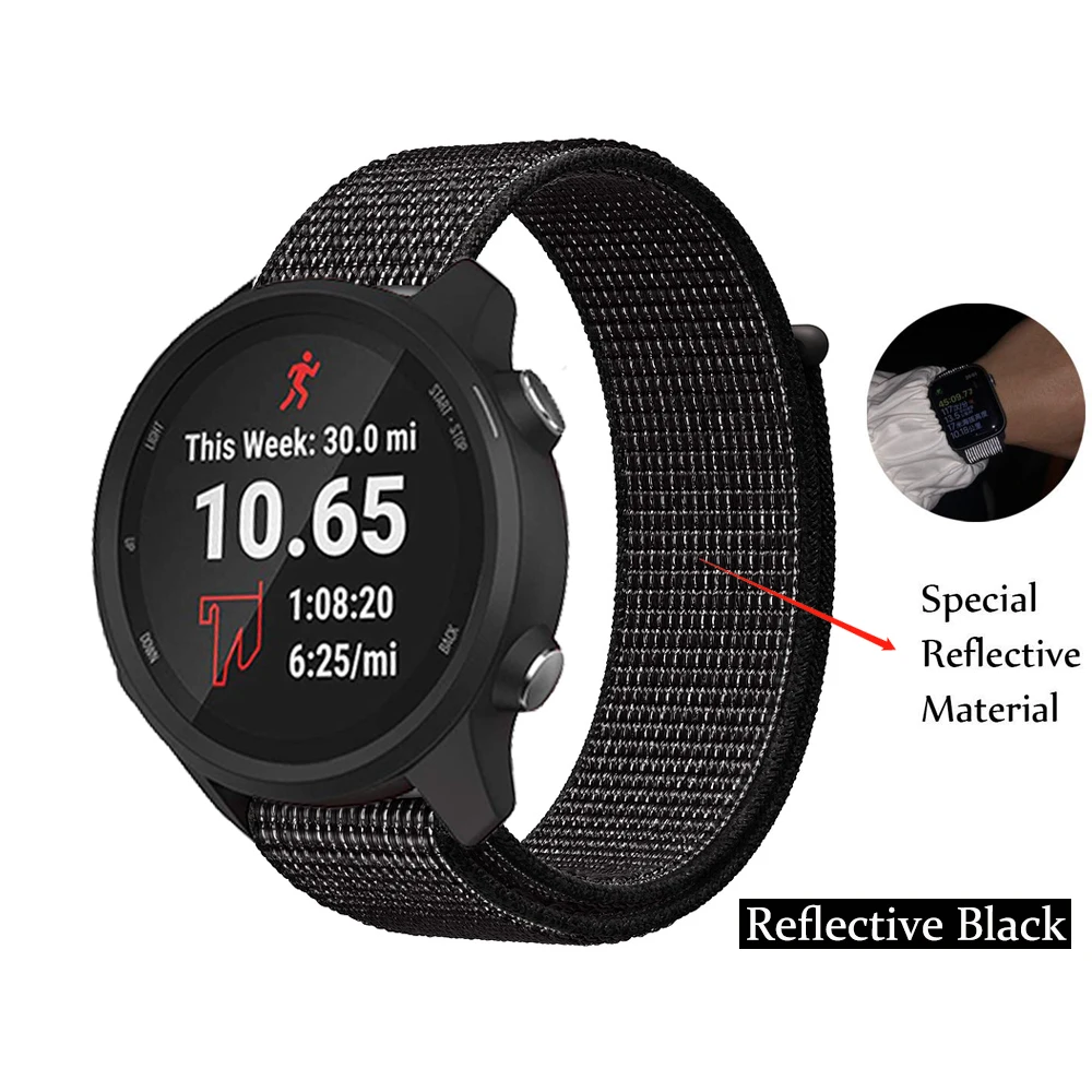 GXV нейлоновая петля светоотражающий ремешок для Garmin Forerunner 245/245 музыка/Forerunner 645 умные часы сменный ремешок спортивный ремешок