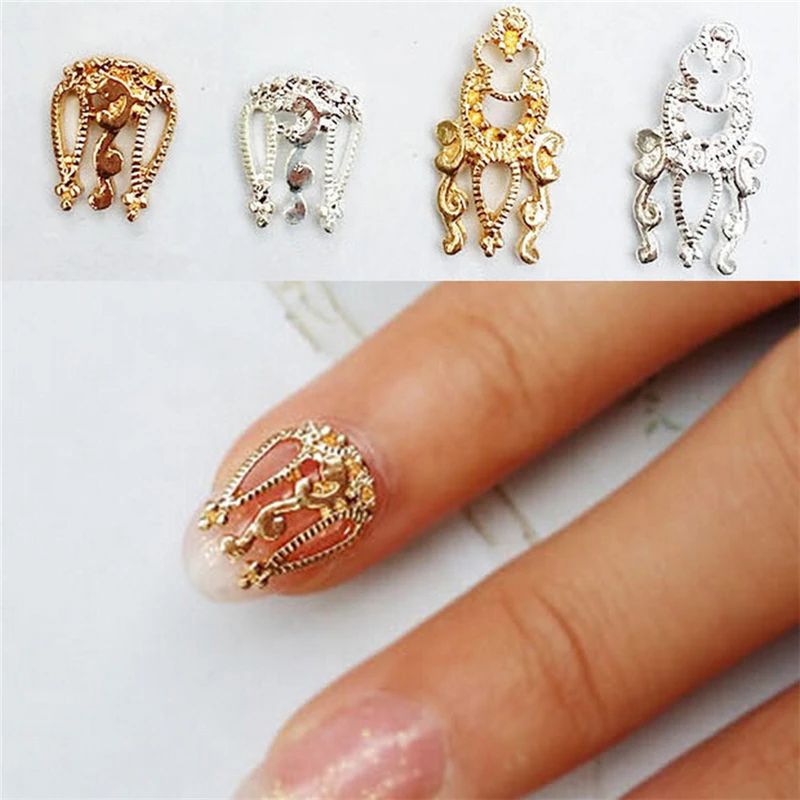 

AACAR 10 Pcs 3D Hollow Nail Art Alloy Tips Decoration Jewelry Glitter Rhinestone Retro DIY Charm Tool for Women