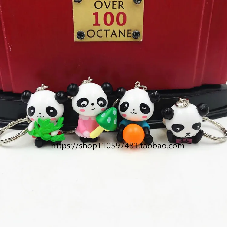 Panda Keychain Car Key Ring Pendants PVC Cute Cartoon Doll Package Pendant Men And Women Craft Gift