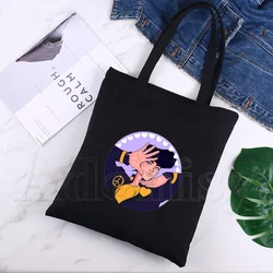 Jojo Bizarre Adventure Harajuku Fashion Shopping Black Bags Canvas Tote Bag Mom Reusable Cloth Bag Handbag Shoulder Bags