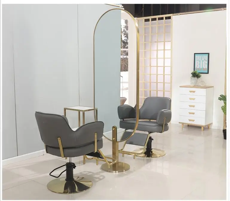 Net red hairdresser mirror table hair salon dedicated light luxury wind hairdressing mirror rose gold haircut hot dyed mi