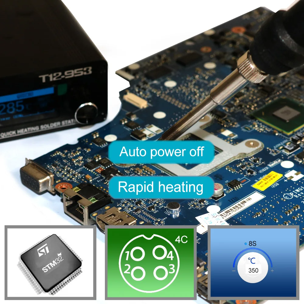 STM32 t12-953 OLED/1,3 дюймов T12 цифровая паяльная станция электронный паяльник с металлической ручкой M8 и паяльными наконечниками