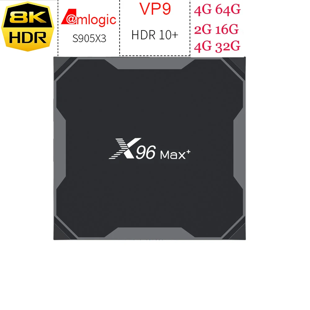 X96 max plus 50 шт. Android9.0 Amlogic S905X3 Четырехъядерный 4 ГБ 32 ГБ 64 Гб 2,4G и 5,0G WIIF BT4.0 1000M 8K телеприставка Netflix