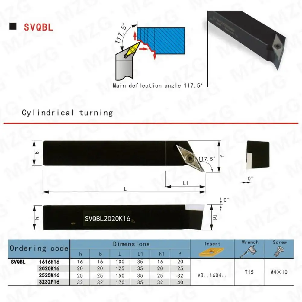 MZG SVQBL 16*16 20*20 CNC ДЕРЖАТЕЛЬ внешнего токарного инструмента токарный станок VBMT резак