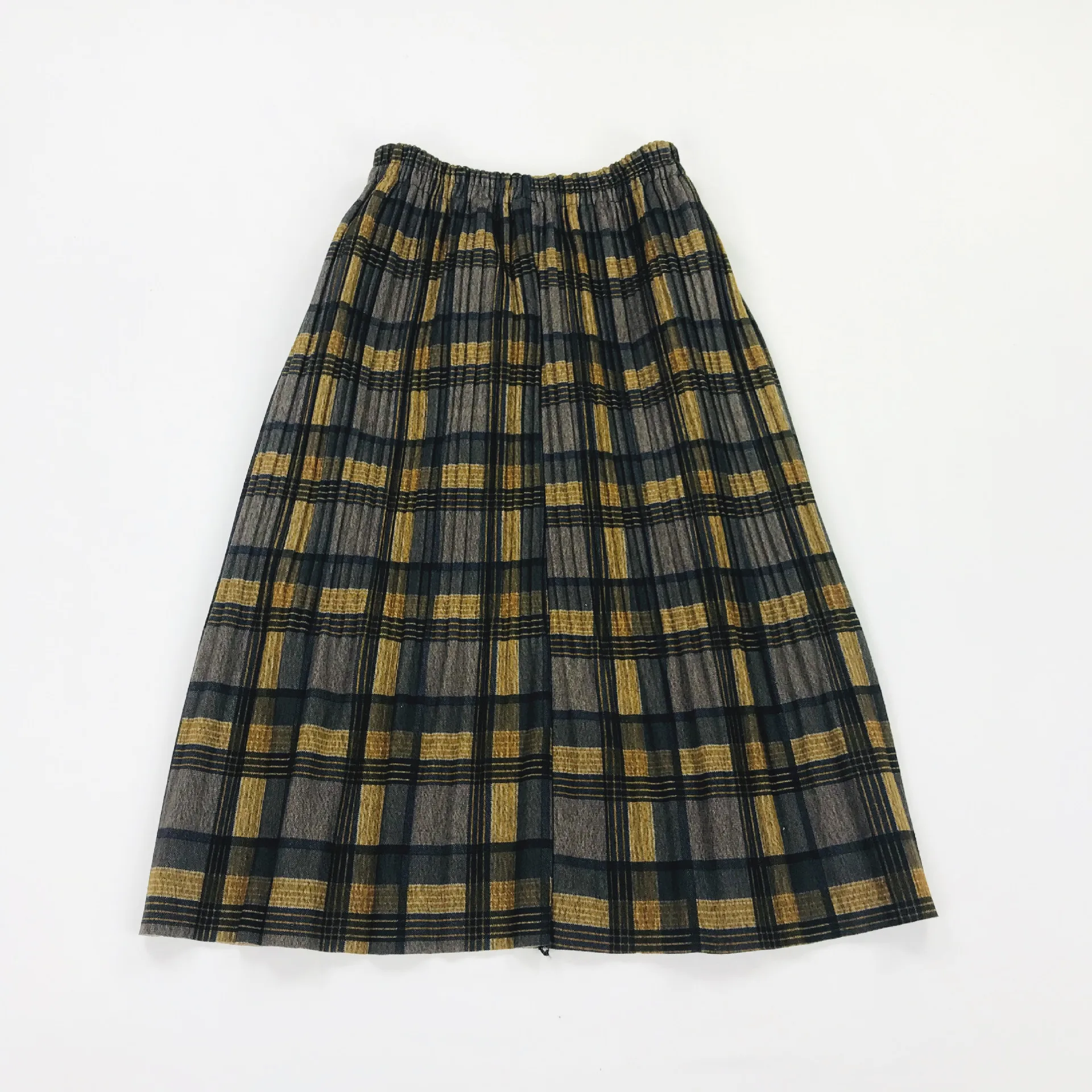 Vintage New Women Thick Warm Autumn Winter Harajuku Plaid Retro Skirt Female Cute Japanese Girls Kawaii Skirts Calf-length