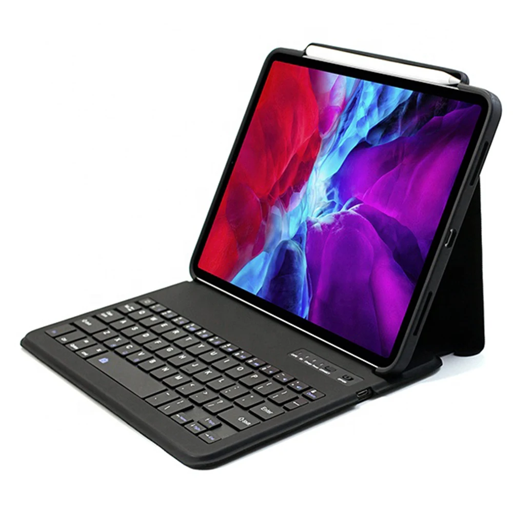 Смарт-чехол с Bluetooth клавиатурой для iPad Pro 11/12.9 2020 Авто спящий/Пробуждение PU кожаный