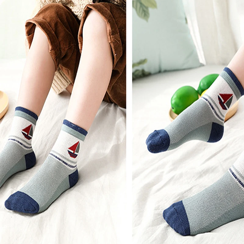 Kids socks 5 Pairs / Lot Kids Cotton Breathable Mesh Socks 3-15 Year Children