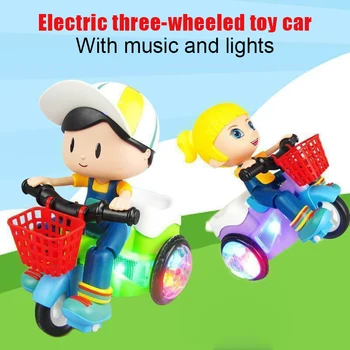 

Electric Tricycle Toy with Music Light 360 Degree Driving Battery Powered Christmas Birthday Gift