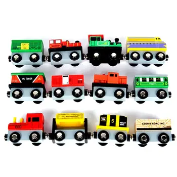 

Wooden Train Set 12 PCS - Train Toys Magnetic Set Includes 3 Engines - Toy Train U50F