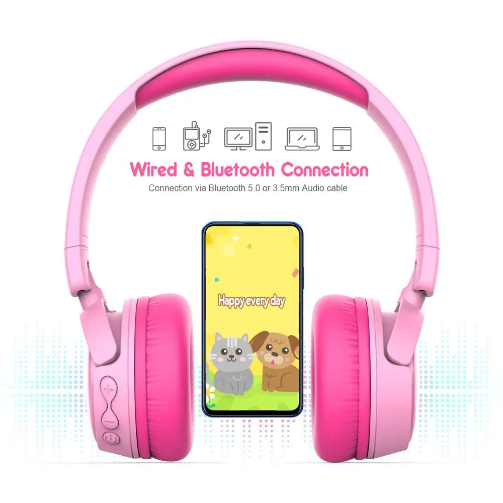 gorsun Wireless Kids Headphones with 85dB Volume Regulator Foldable Bluetooth Stereo Over Ear Kids headsets for boys and girls