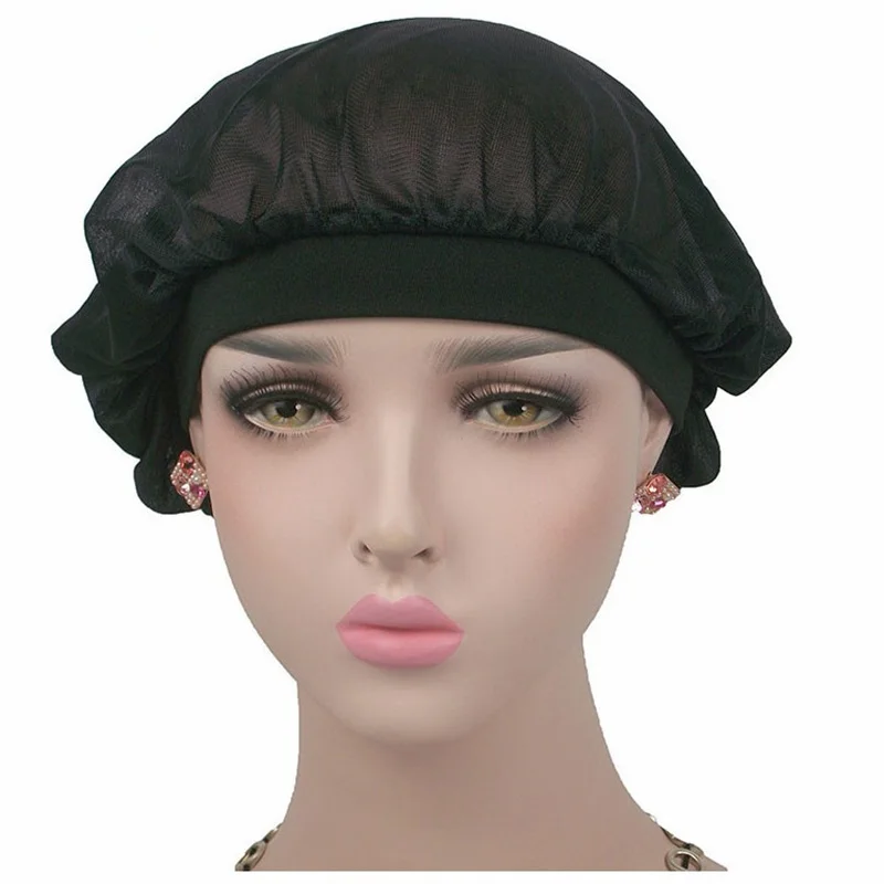 

Plain Wide Band Bonnet For Women Polyester Head Wrap Bonnet Sleep Nightcap Cheveux Nuit Hair-Waving Cap Girls Hair Accessories