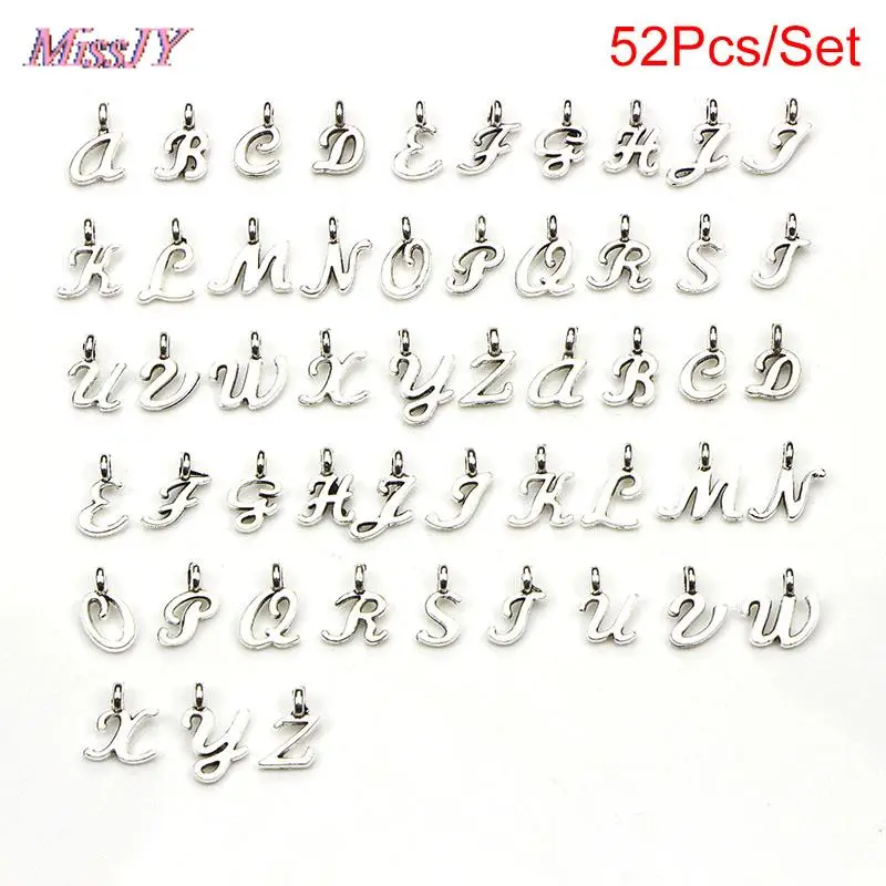 52pcs Making A-Z Initial Charms 26 English Alphabet Letter DIY Necklace Bracelet Jewelry Charm Pendants For Women Man | Украшения и