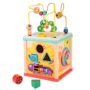 

5 in 1 Baby Wooden Montessori Toys Around Bead Maze Shape Recognition Cartoon Clock Educational Toys For Children Math Toys